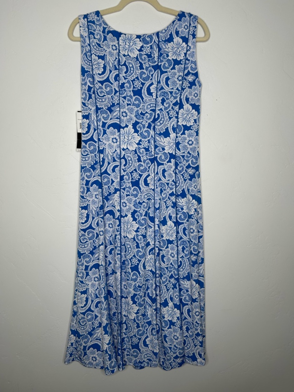 NWT Perceptions Blue & White Floral Midi Tank Dress Large Spring Summer Office - Picture 2 of 9